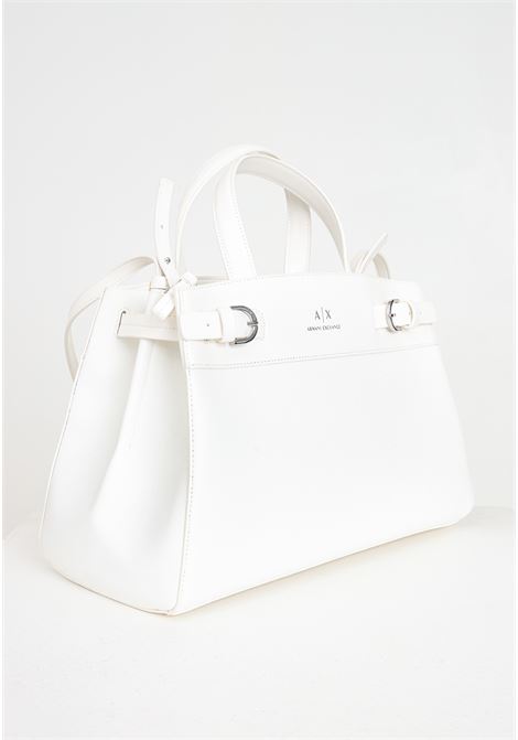 White women's bag with silver metal logo lettering ARMANI EXCHANGE | 9491334R75514212